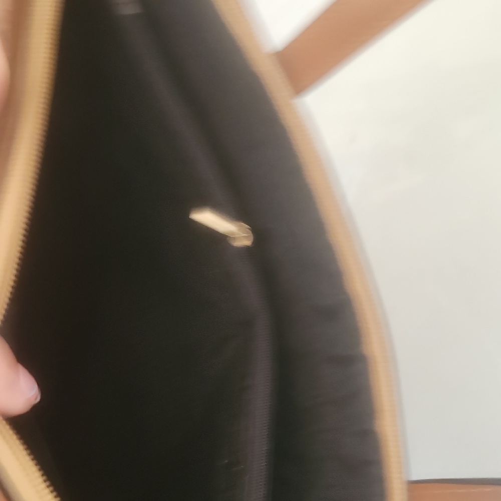 Patterned Brown Tote with Cork Accent and Wristlet - Picture 3 of 9